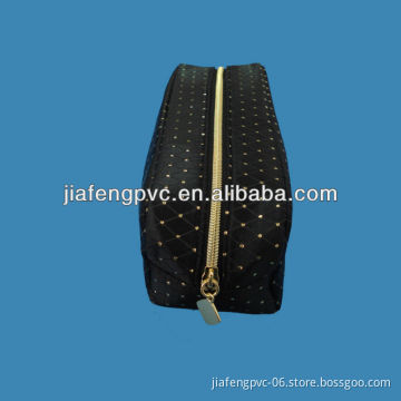 Hot sale elegant black PU packaging bag with nylon zipper for lady/women